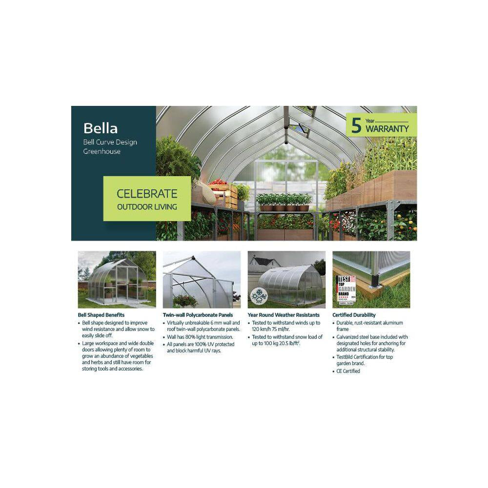 Bella 8 Ft. X 8 Ft. Silver/Diffused Polycarbonate DIY Greenhouse Kit