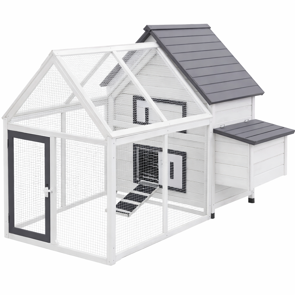 65" Chicken Coop Wooden with Detachable Run, Outdoor Chicken House Poultry Cage Hen with Nesting Box, Removable Tray,