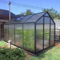 6 Ft. W X 8 Ft. D Polycarbonate Greenhouse for Outdoors, Green House Kit with Adjustable Roof Vent, Gray