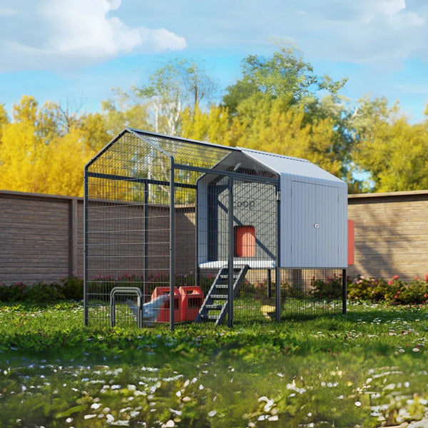 Smart Coop All-In-One Chicken Coop Bundle with Automatic Door and Steel Run, Solar Power, All-Weather Tarp, Predator Proof for 4-6 Hens