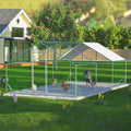Crellen Metal Chicken Run Coop, Walk-In Poultry Cage with Waterproof & Anti-Uv Cover Lockable Door Design