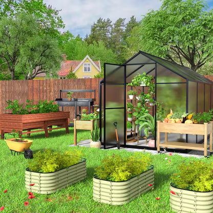 6 Ft. W X 10 Ft. D Polycarbonate Greenhouse for Outdoors, Green House Kit with Adjustable Roof Vent, Gray