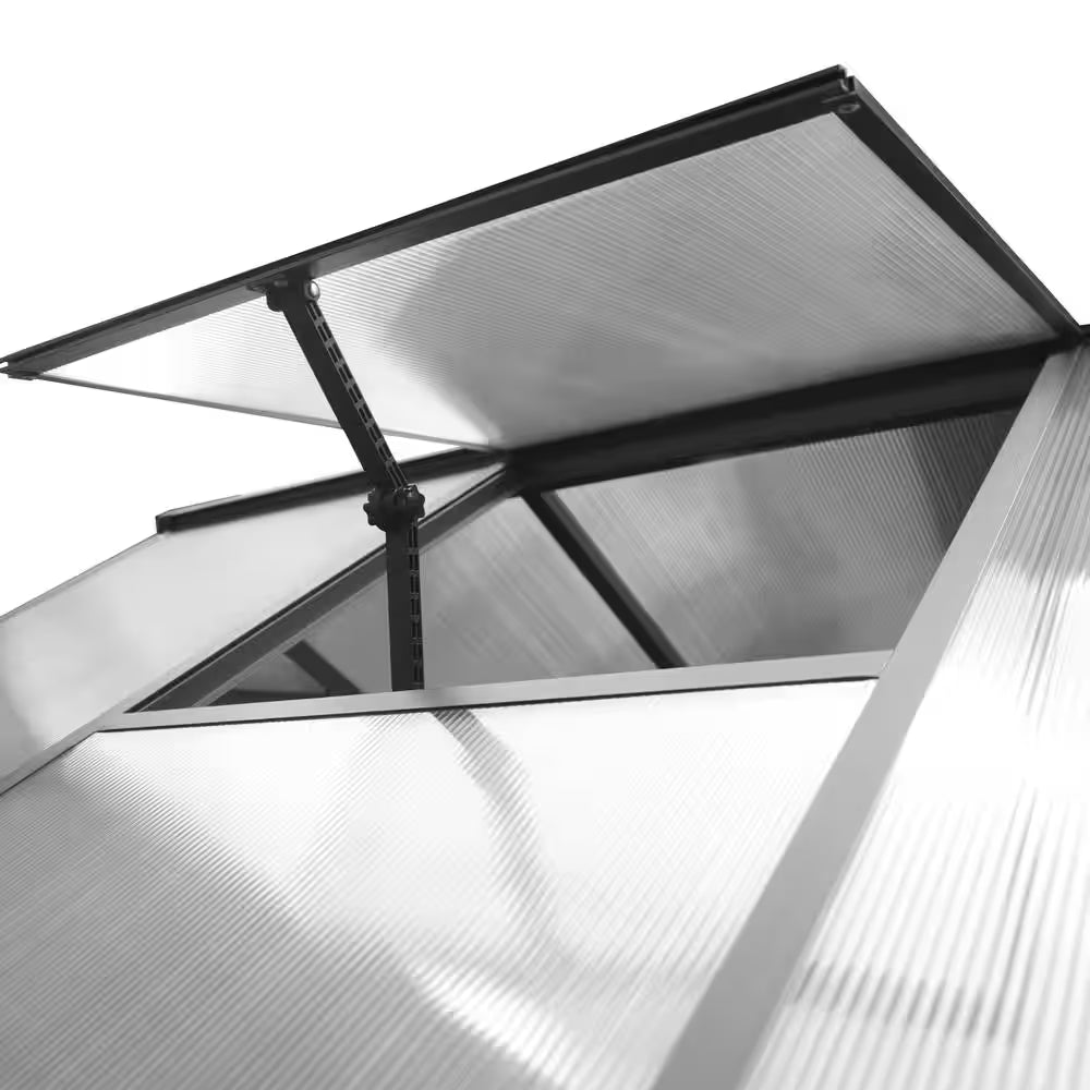 6 Ft. W X 10 Ft. D Polycarbonate Greenhouse for Outdoors, Green House Kit with Adjustable Roof Vent, Gray