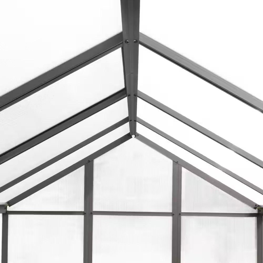 6 Ft. W X 10 Ft. D Polycarbonate Greenhouse for Outdoors, Green House Kit with Adjustable Roof Vent, Gray