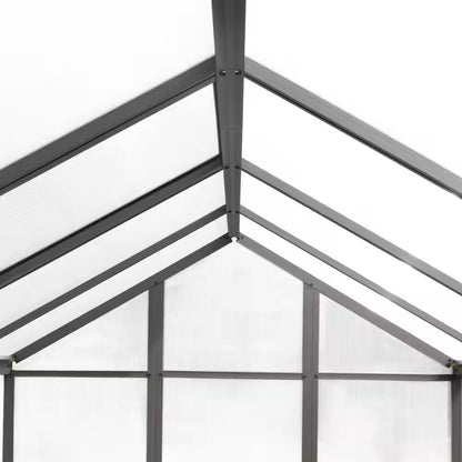 6 Ft. W X 10 Ft. D Polycarbonate Greenhouse for Outdoors, Green House Kit with Adjustable Roof Vent, Gray